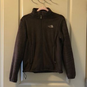 Brown fuzzy zip up North Face